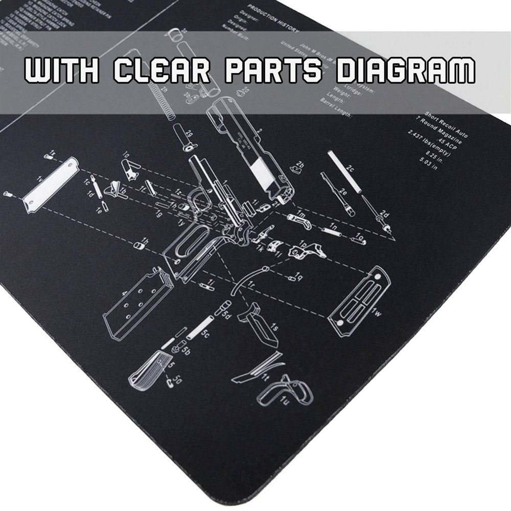 WINFREE Armorers Bench Mat Cleaning Mat with Gun Split Picture Parts Diagram & Instructions for AR-15 AK47 - Image 4