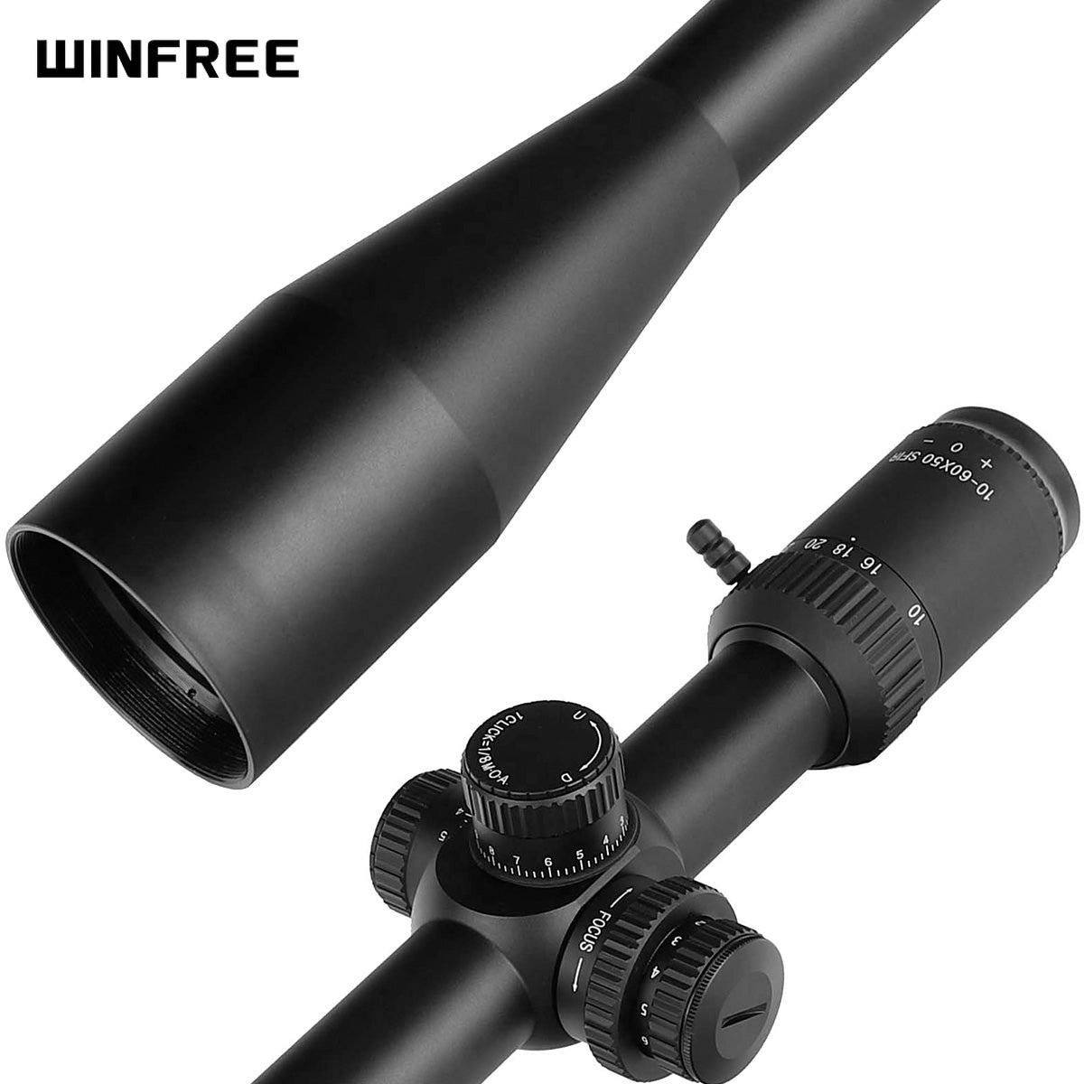 WINFREE LRS 10-60X50 SFIR Long Range Rifle Scope Side Parallax Red Illuminated - Image 6