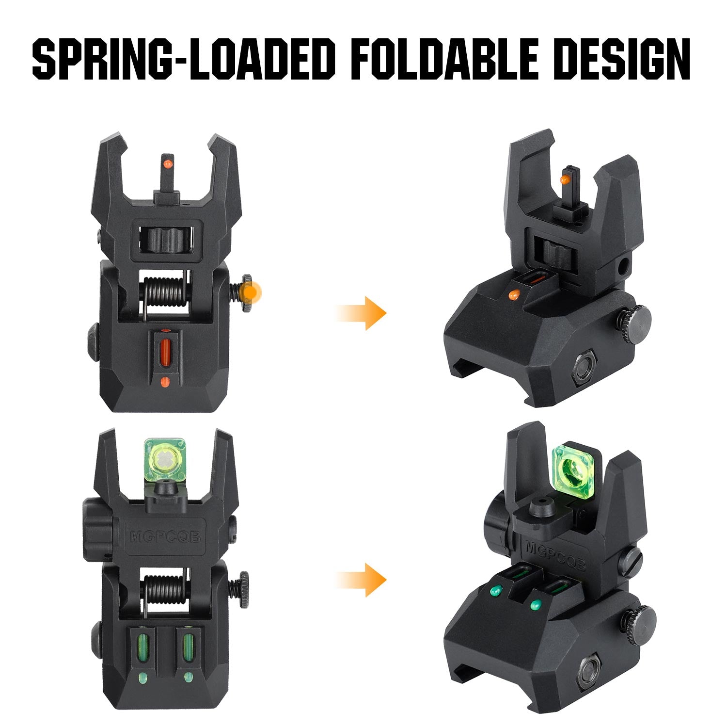 WINFREE Bulk buying! Polymer AR Flip Up Sights with Red Green Fiber Optic Dots - Image 5