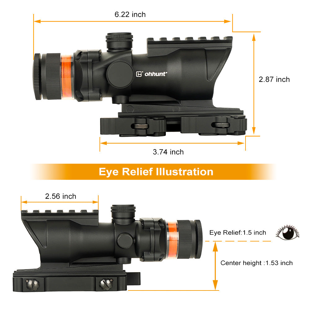 WINFREE 4X32 Rifle Scope Red Fiber Optic Illuminated Reticle With Top Rail Diopter Adjustment For Hunting - Image 3