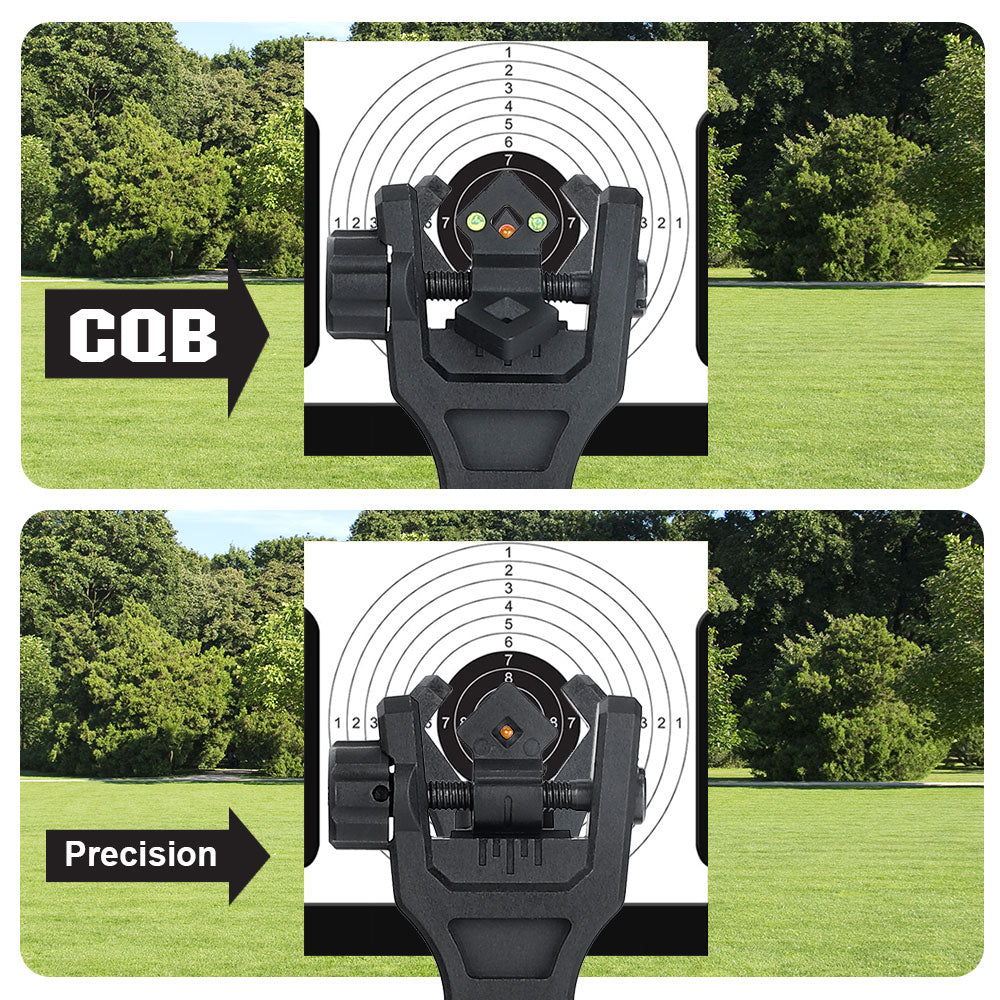 WINFREE 45 Degree Offset Flip Up Front and Backup Rear Sights with Green Red Fiber Optic Dot - Image 3