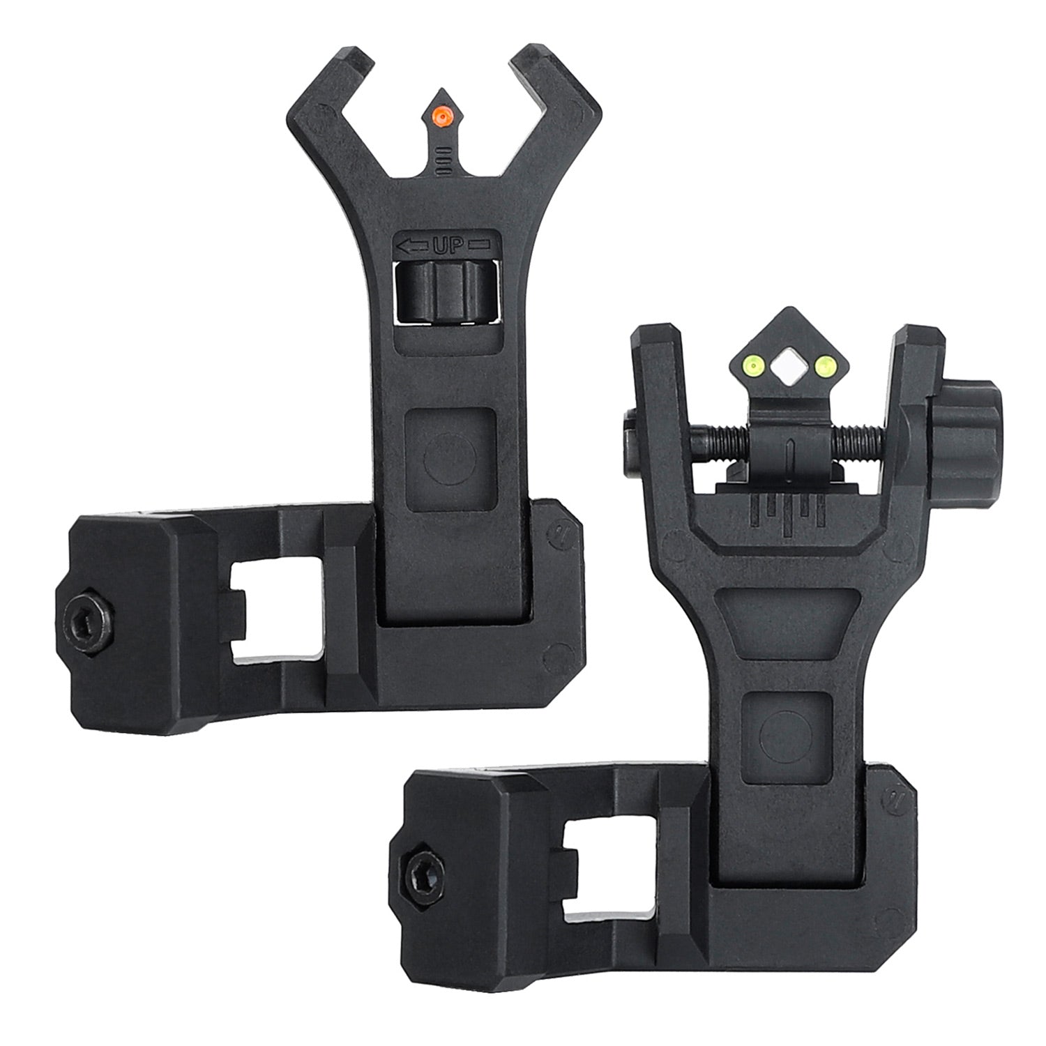 WINFREE 45 Degree Offset Flip Up Front and Backup Rear Sights with Green Red Fiber Optic Dot - Image 6