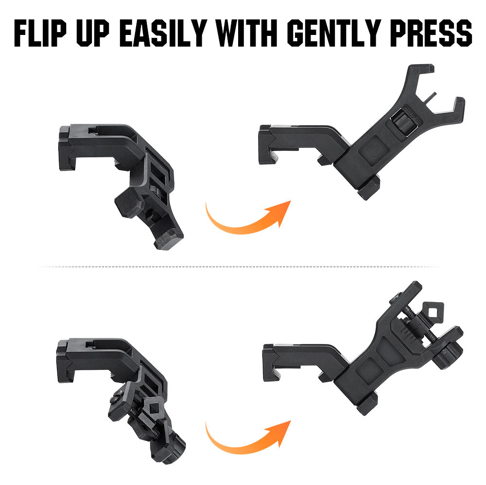 WINFREE 45 Degree Offset AR Flip Up Sights Rapid Transition Backup Front and Rear Sight for Picatinny Mount - Image 3