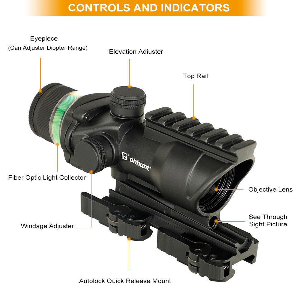 WINFREE® 4X32 Prism Scope with Green Optic Fiber - Image 2