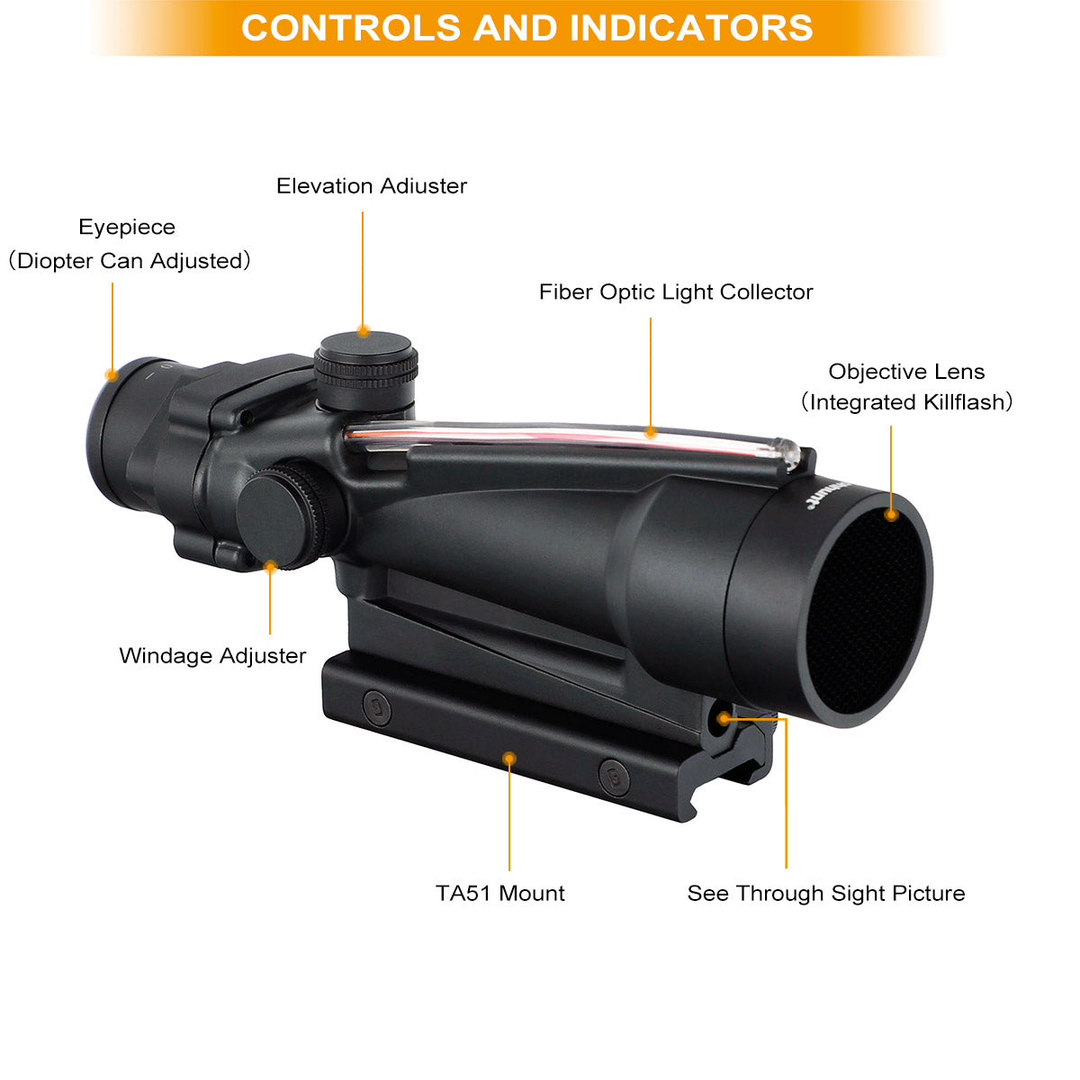 WINFREE® 3X Prism Scope PS N2 with BDC Reticle and Absolute Co-Witness Mount - Image 6