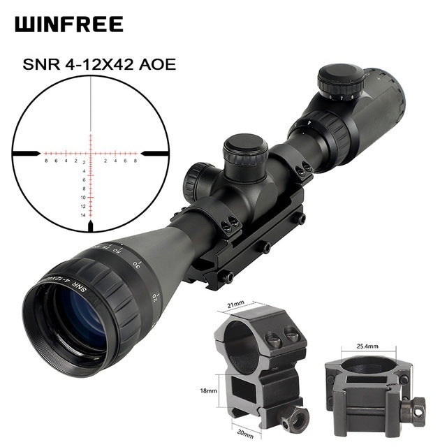 WINFREE® 4.5-14x50 AOE Hunting Rifle Scope Red Special Cross Glass Etched Reticle - Image 3
