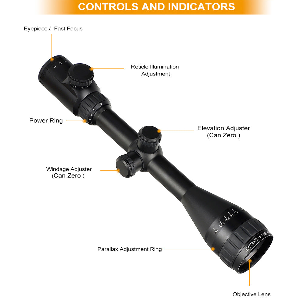 WINFREE® 4.5-14x50 AOE Hunting Rifle Scope Red Special Cross Glass Etched Reticle - Image 5