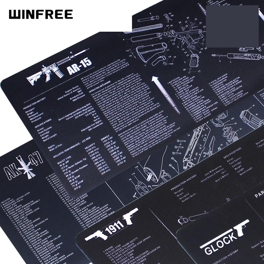 WINFREE Armorers Bench Mat Cleaning Mat with Gun Split Picture Parts Diagram & Instructions for AR-15 AK47 - Image 2