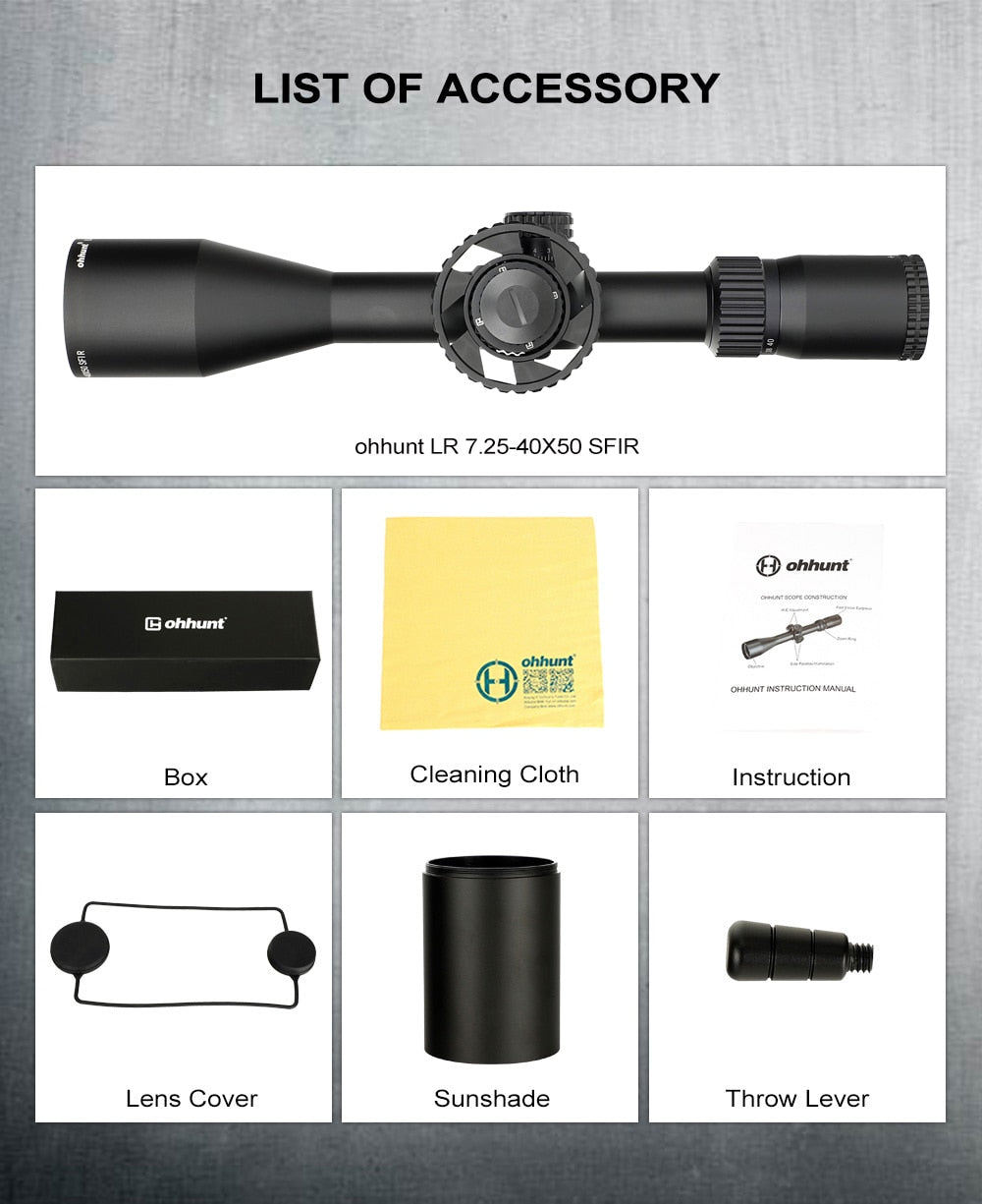 WINFREE LR 7.25-40X50 SFIR Red Illumination Hunting Riflescope Glass Etched Reticle Side Parallax Turret Lock Reset - Image 6