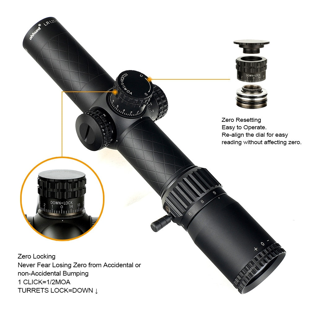 WINFREE LR 1.25-9X28 Compact Rifle Scopes 35mm Tube Glass Etched Reticle Red Illuminated Turrets Lock Reset - Image 3