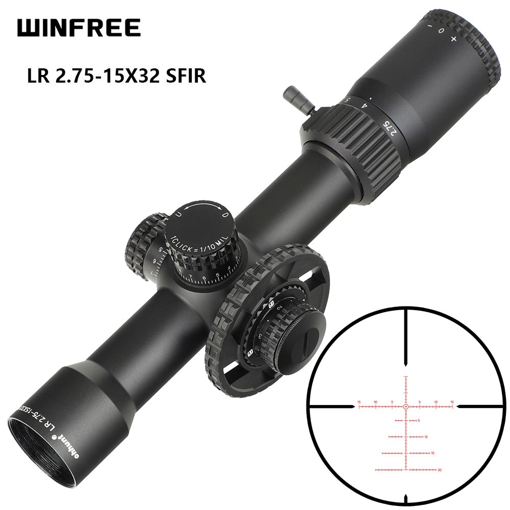WINFREE® LR 2-16x50 SFIR Tactical Rifle Scope Glass Etched Reticle Side Parallax Turrets Lock Reset Large Hand Wheel