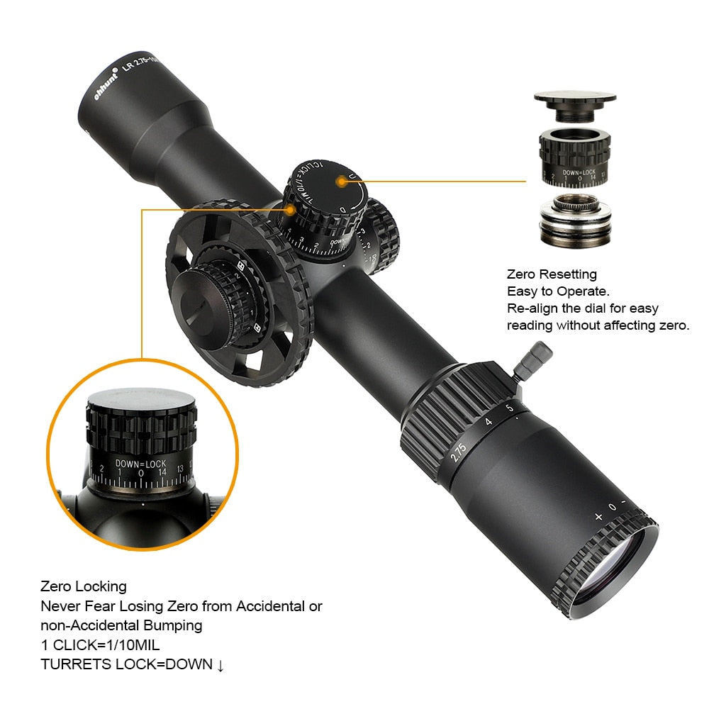 WINFREE® LR 2-16x50 SFIR Tactical Rifle Scope Glass Etched Reticle Side Parallax Turrets Lock Reset Large Hand Wheel - Image 3