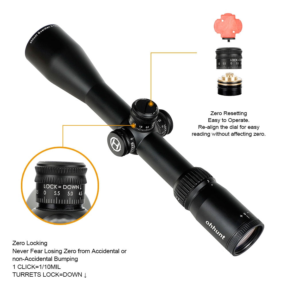 WINFREE Guardian 3-12X44 SF Hunting Rifle Scope 1/2 Half Mil Dot Reticle Side Parallax Turrets Lock Reset Tactical - Image 2