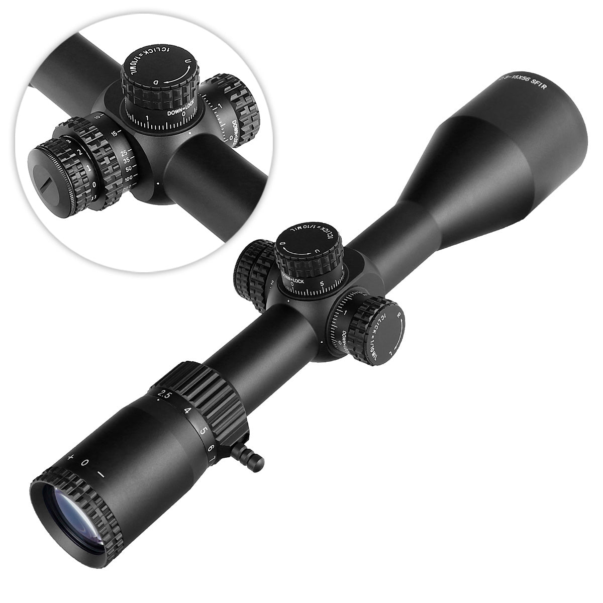 WINFREE® 2.5-15X56 SFIR Long Rang Scope with Sunshade - Glass Etched Reticle - Image 7
