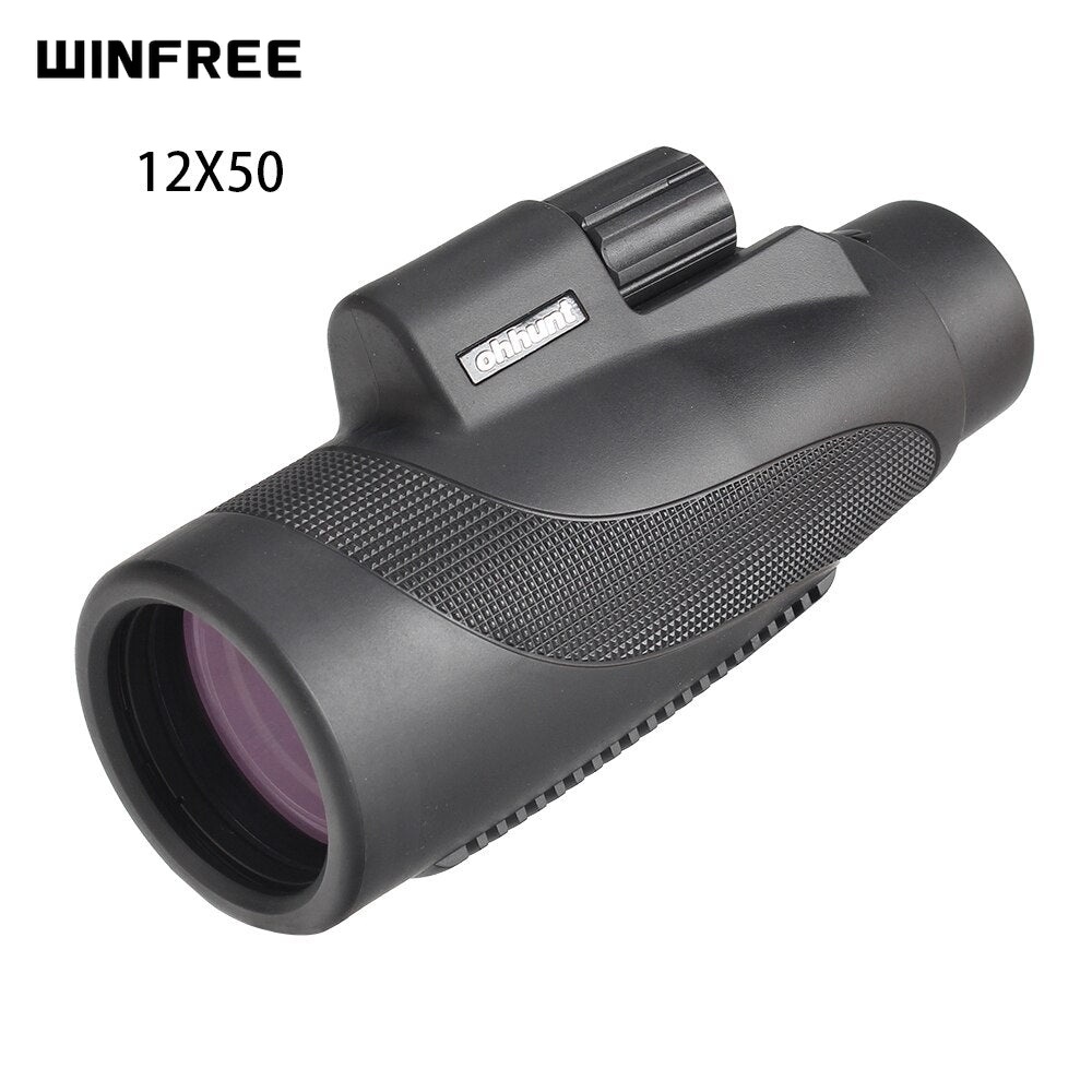 WINFREE 12x50 Monocular Telescope Waterproof Fogproof Wide-angle Bright For Camping Hiking Travel Concert