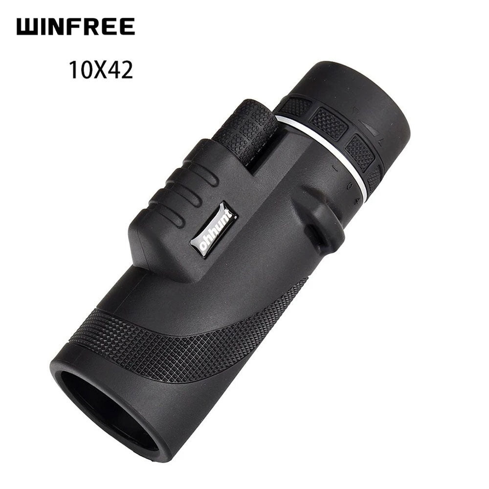 WINFREE 10X42 Monocular Telescope Wide-angle Powerful Bright Hand Focus