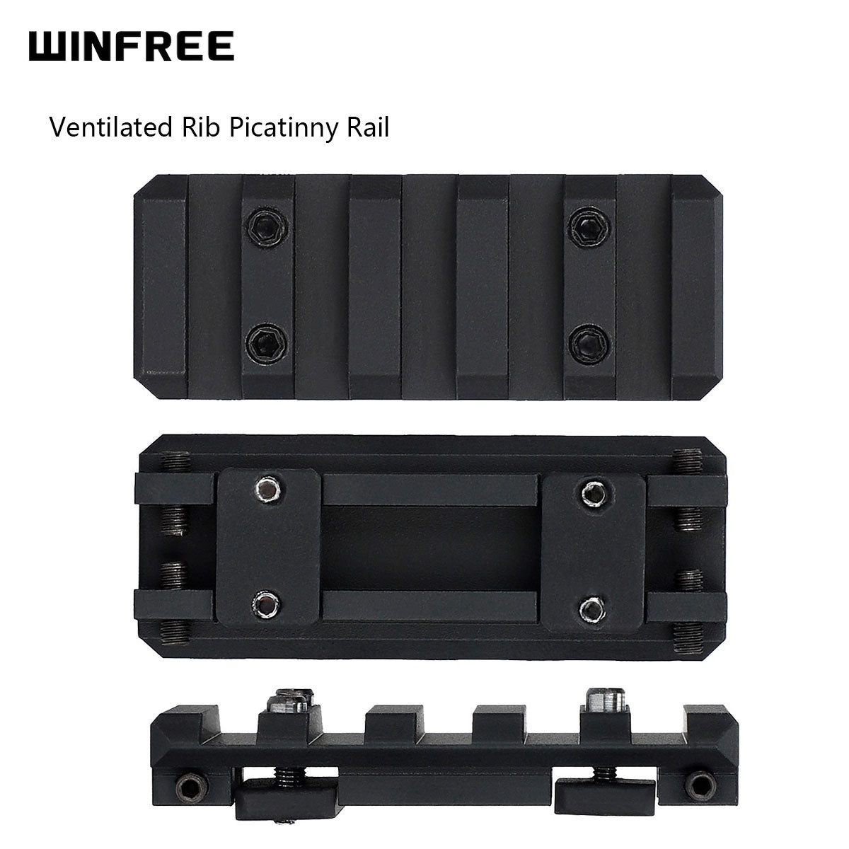 WINFREE ® Universal Shotgun Accessories Picatinny Ventilated Rib Mount Adapter - 5 Slot - Image 2