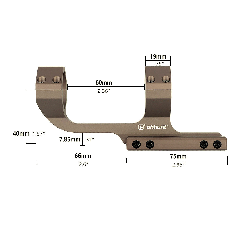 WINFREE High Profile 30mm Picatinny Cantilever Mounts with Reducer - Tan Color - Image 4
