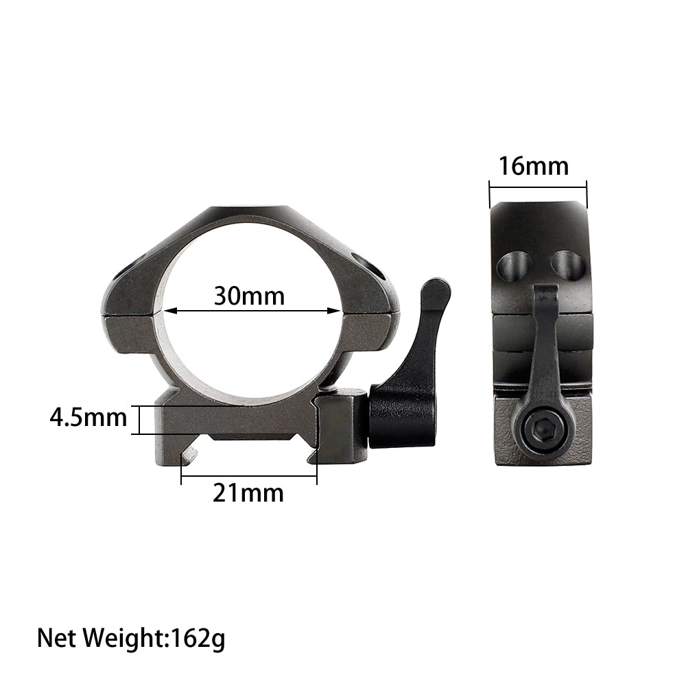 WINFREE Steel Picatinny 30mm Scope Rings Quick Release - Ultra Low Profile - Image 4