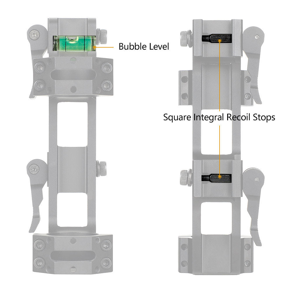 WINFREE 30mm QD Cantilever Scope Mount with Top Picatinny Rail & Bubble Level - Image 5