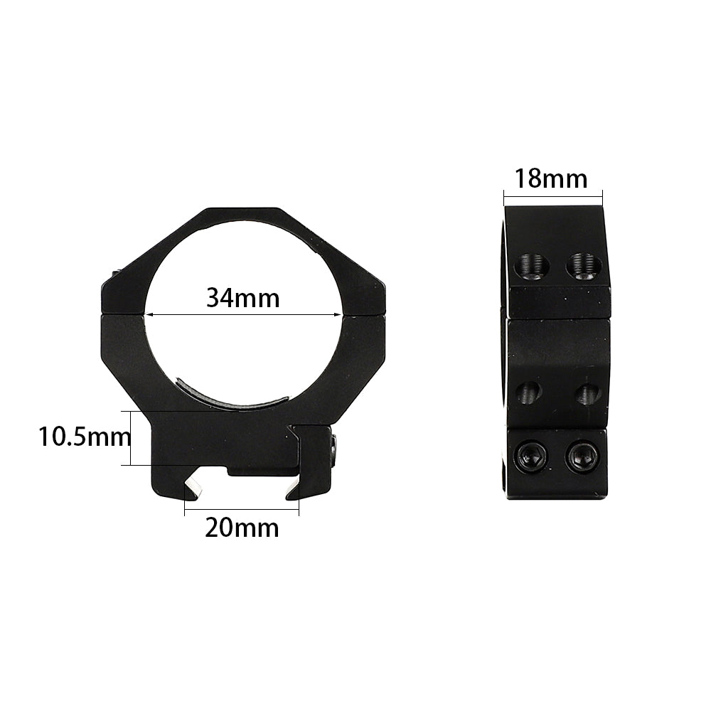 WINFREE ® Picatinny 34mm Scope Rings - Low Profile - Image 2
