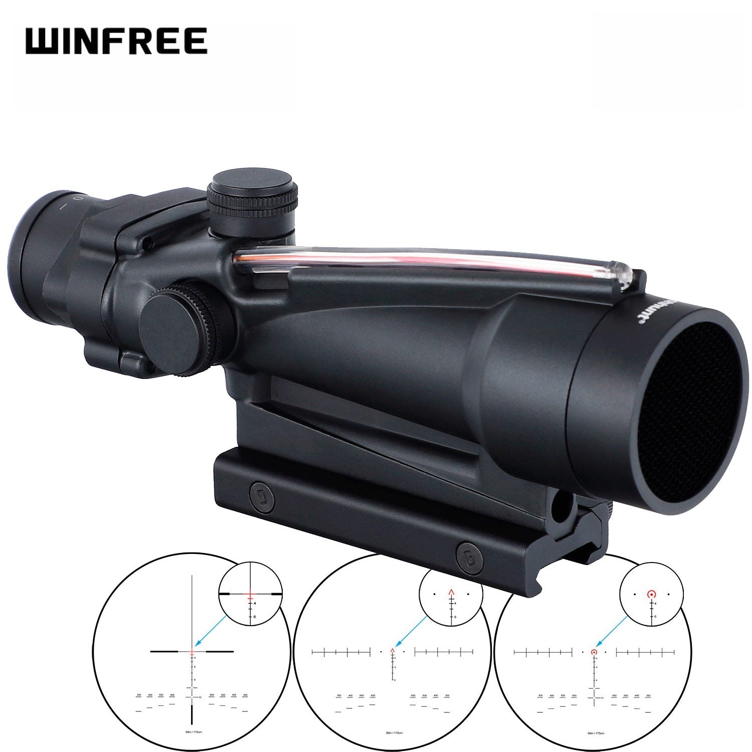 WINFREE 3.5X35 Rifle Scope Red/Green Fiber Optic Illuminated Reticle with Sunshades Diopter Adjustment - Image 15