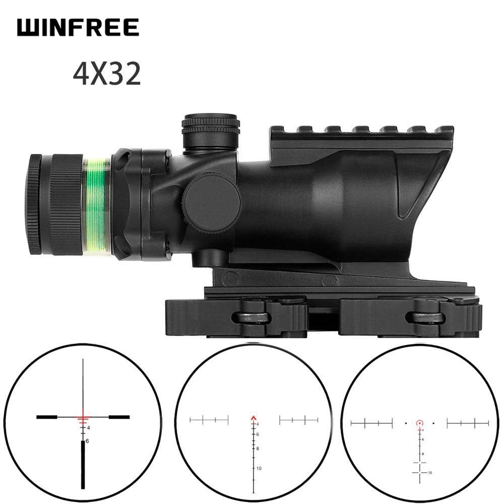 WINFREE 4X32 Prism Scope With Red Optic Fiber