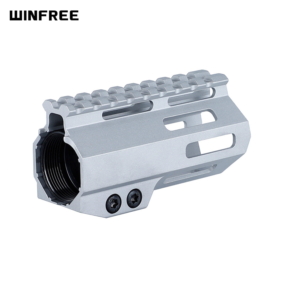 WINFREE Unbranded AR-15 Raw 4 inch M-lok Handguard Free Float, Silver Color