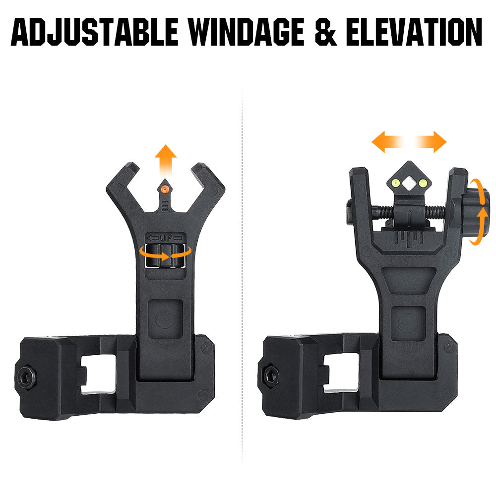 WINFREE 45 Degree Offset Flip Up Front and Backup Rear Sights with Green Red Fiber Optic Dot - Image 7