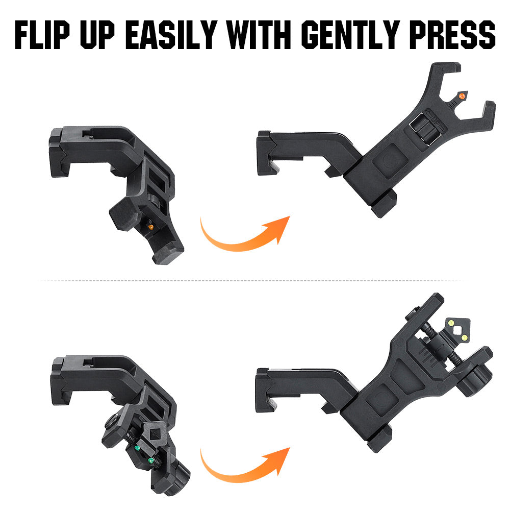 WINFREE 45 Degree Offset Flip Up Front and Backup Rear Sights with Green Red Fiber Optic Dot - Image 9