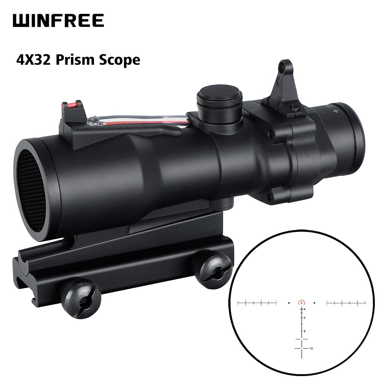 WINFREE 4X32 Prism Scope With Red Optic Fiber - Image 12
