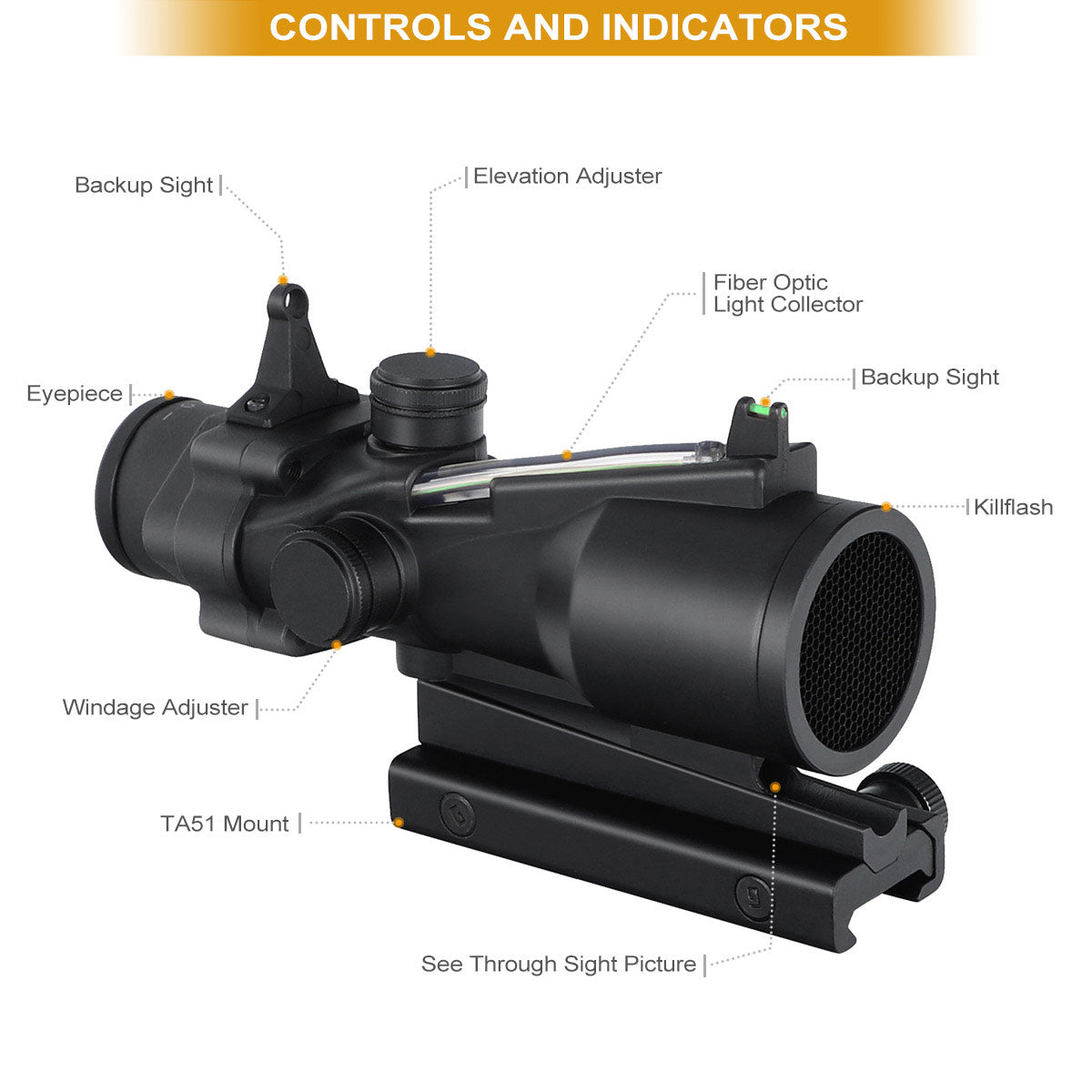 WINFREE® 4X32 Prism Scope with Green Optic Fiber - Image 10