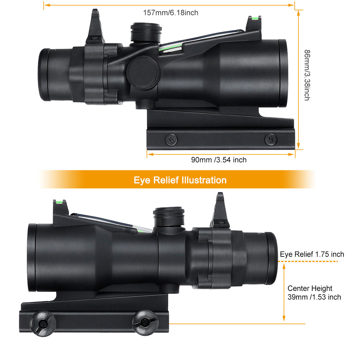 WINFREE 4X32 Prism Scope With Red Optic Fiber - Image 9