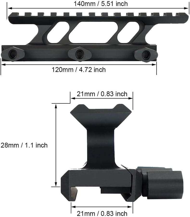 WINFREE Cantilever Picatinny Riser Mount for Red Dot Sight 1.1 inch High profile - Image 6