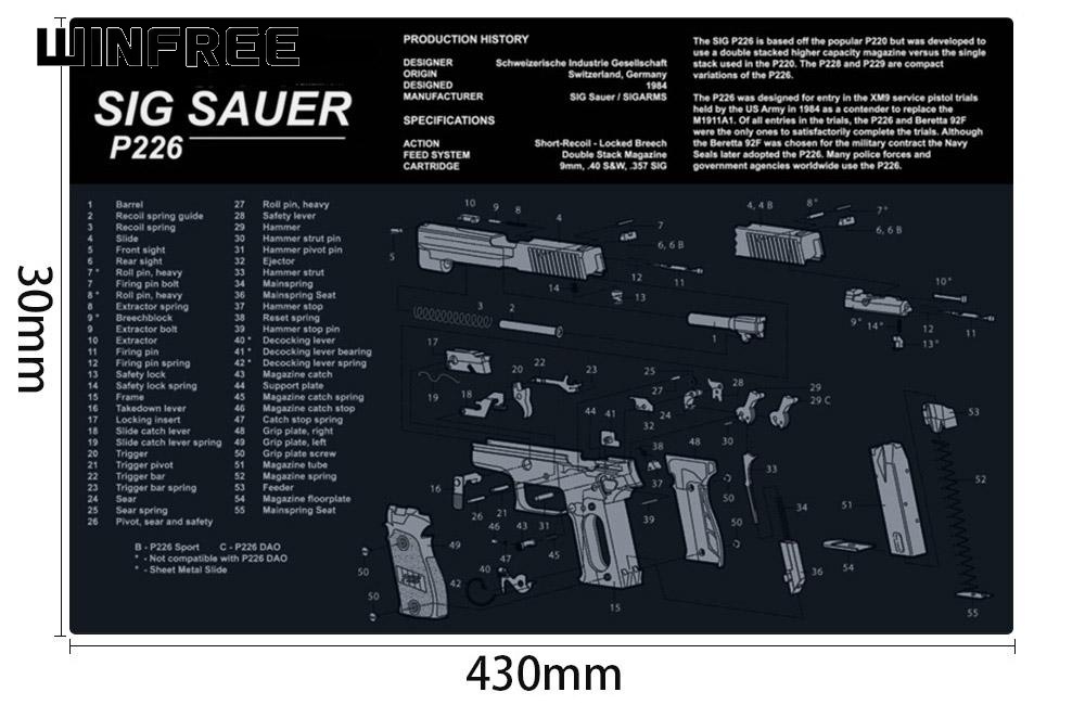 WINFREE Armorers Bench Mat Cleaning Mat p226 With Parts Diagram & Instructions Gun Split Picture Mouse Pad
