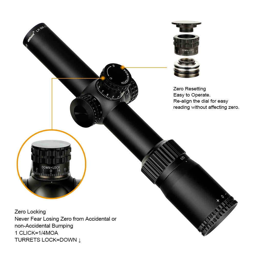 WINFREE® LR FFP 1.5-12X28 IR Scope, Glass Etched Reticle, Red Illumination, Turrets Lock Reset - Image 4