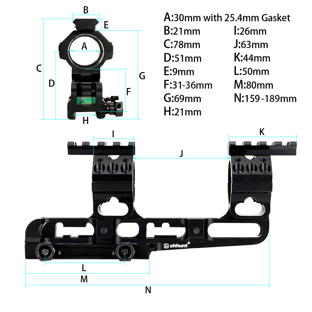 WINFREE 30mm/1 inch Cantilever Scope Mount Adjustable Front to Back with Picatinny Rail - Image 4
