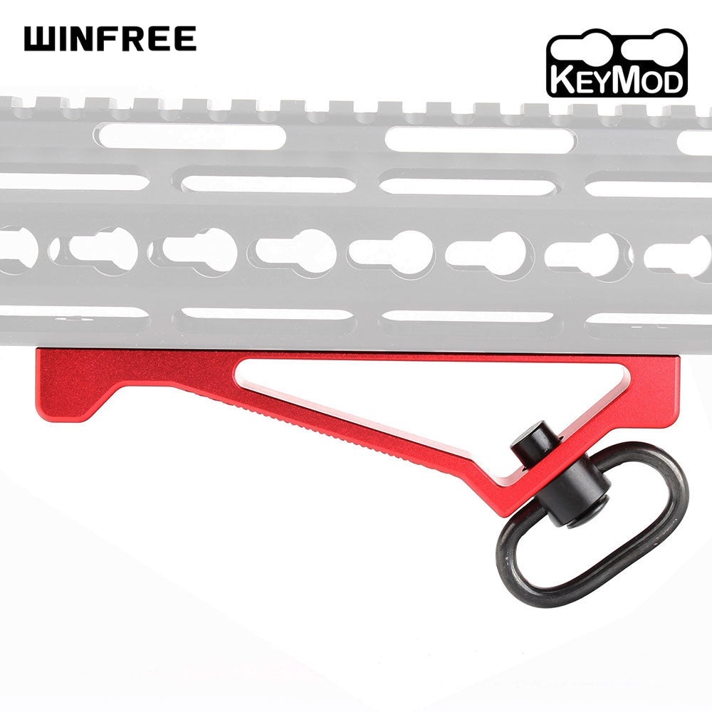 WINFREE AR-15 Angled Foregrip w/ QD Sling Swivel Combo Aluminum fit Keymod - Red
