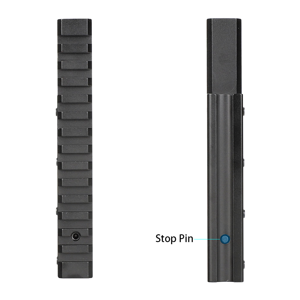 WINFREE ® Extension 11mm Dovetail to Picatinny Rail Adapter Convert Mount with Stop Pin - 14 Slots - Image 4