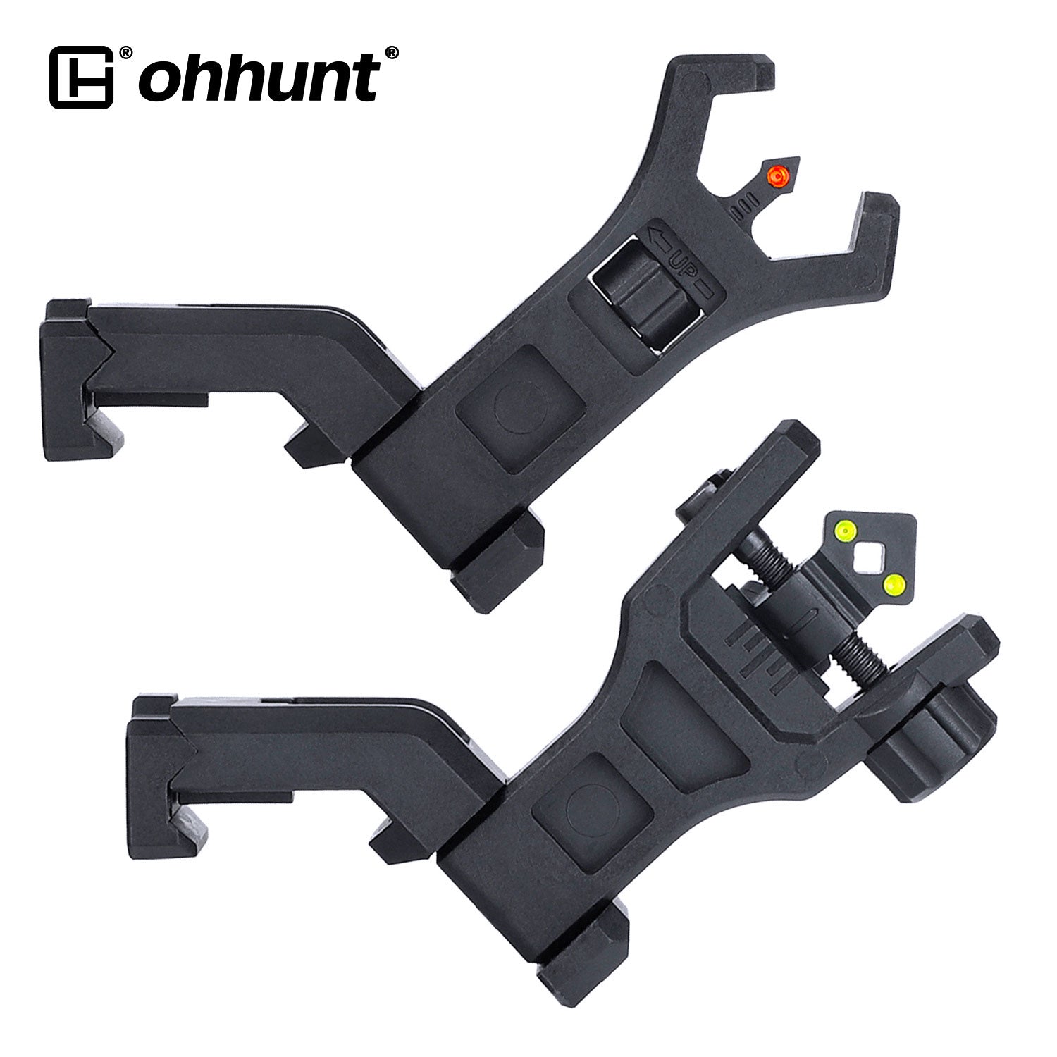 WINFREE 45 Degree Offset Flip Up Front and Backup Rear Sights with Green Red Fiber Optic Dot - Image 14