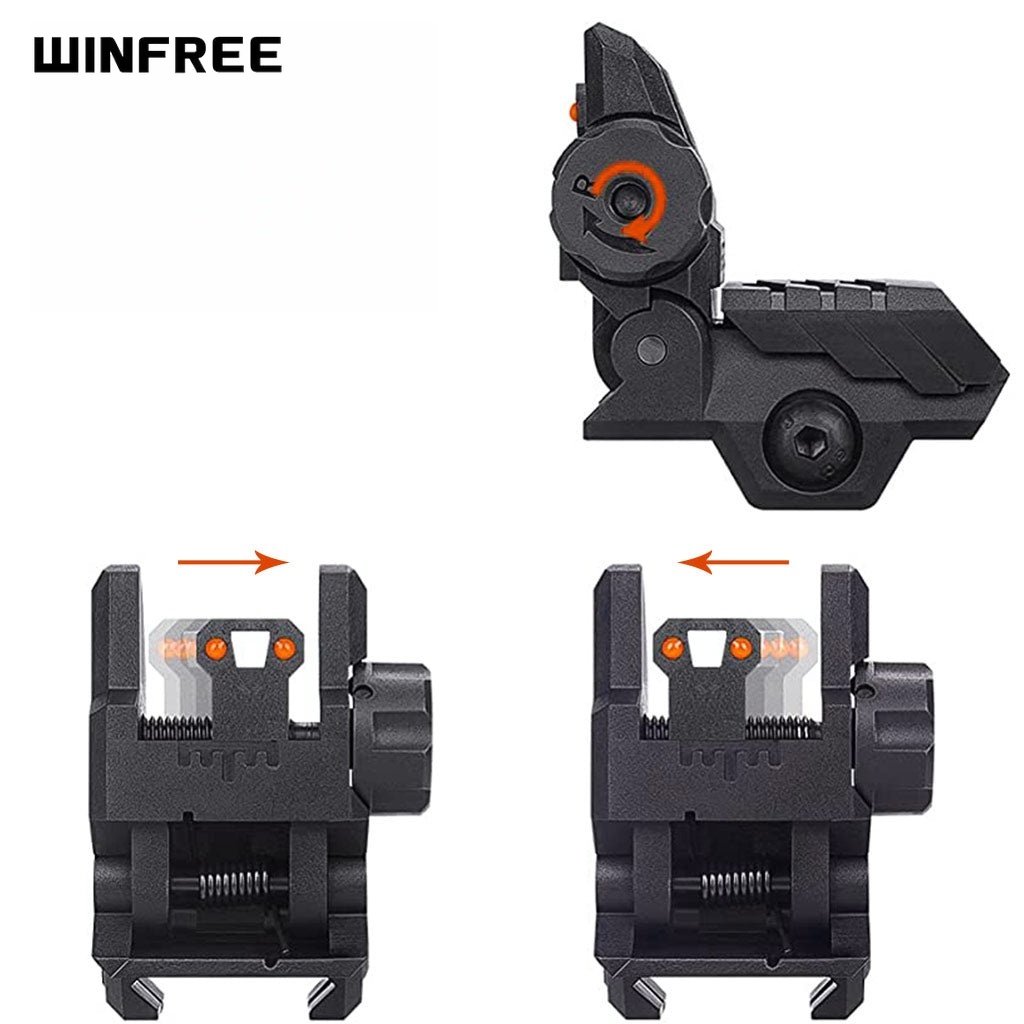WINFREE® Polymer Flip up Sights Armor Style Front Rear Sight Set with Fiber Optic for AR15/M16 - Image 7