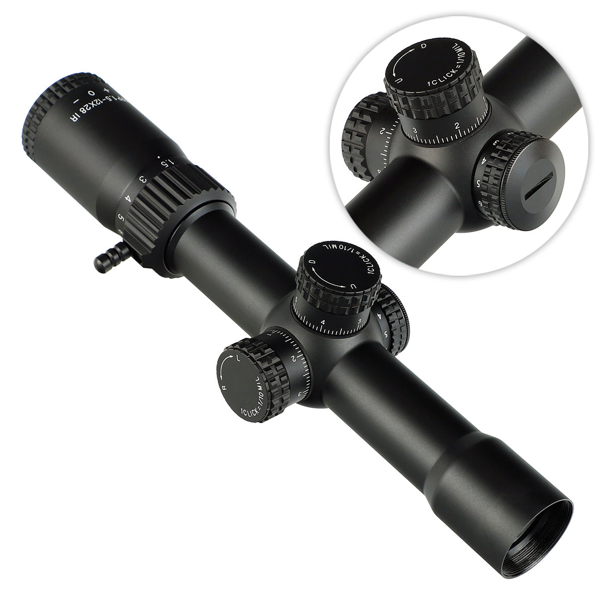 WINFREE® LR FFP 1.5-12X28 IR Scope, Glass Etched Reticle, Red Illumination, Turrets Lock Reset - Image 9