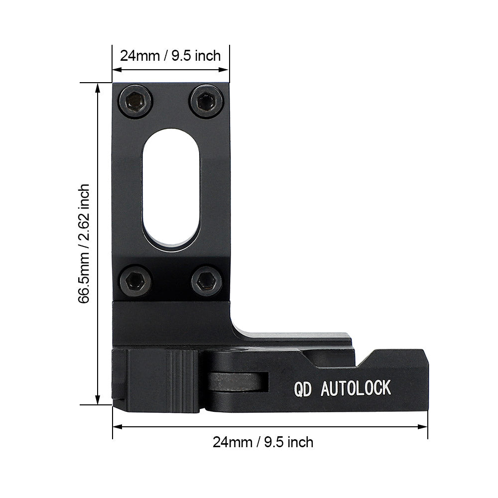 WINFREE 25/ 30mm QD L-shaped Scope Mount for Picatinny and Weaver Rails Quick Detach Auto Lock System - Image 3