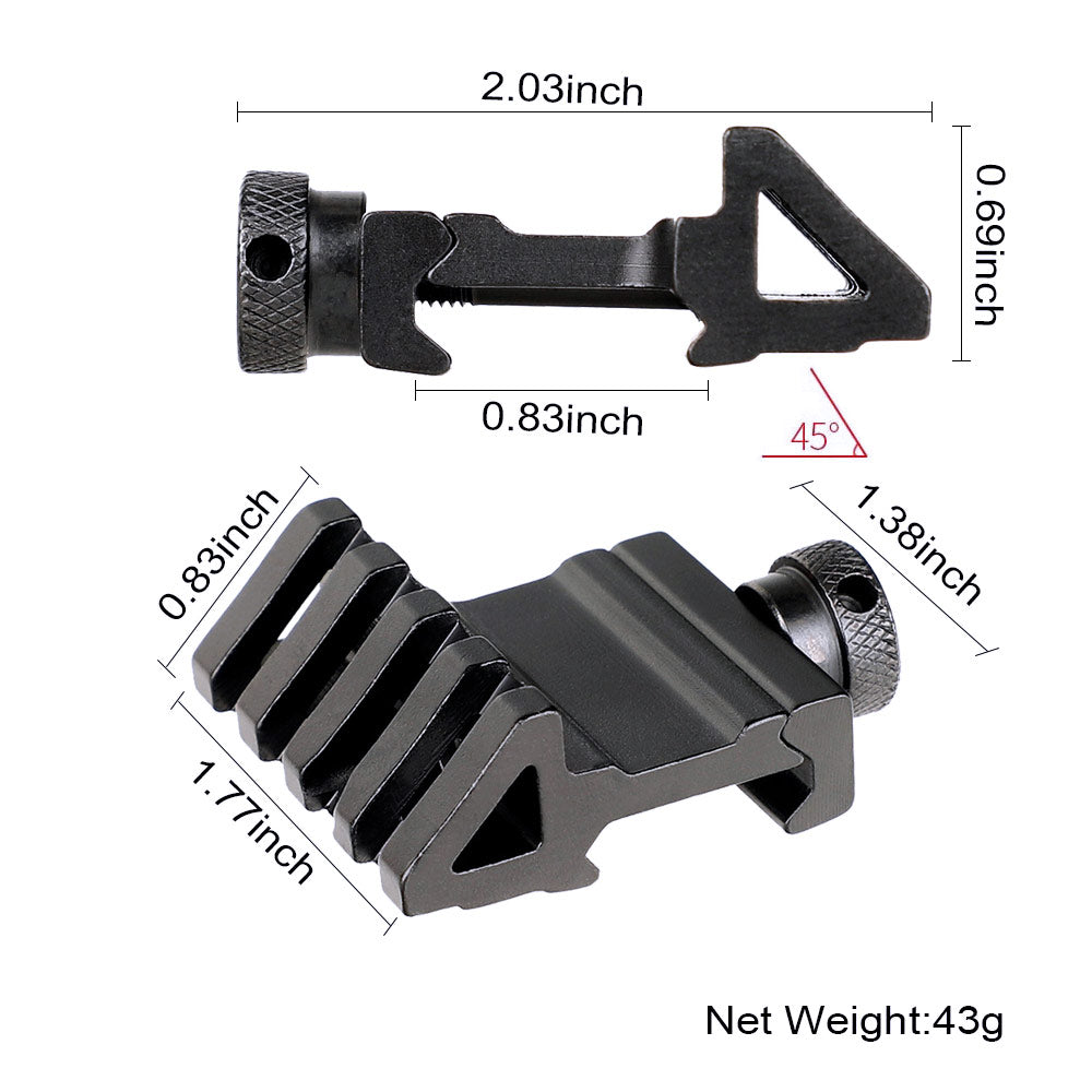 WINFREE 4 Slot 45 Degree Offset Side Mount 20mm Picatinny Rail For Optical Lron Flashlight - Image 2