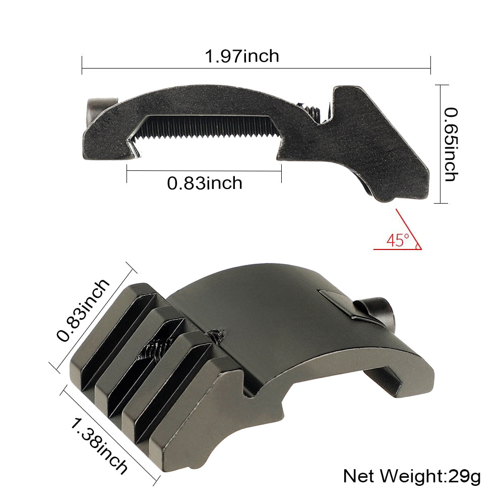 WINFREE Low Profile Offset Picatinny Rail Mount for Red Dot Sight Magnifier Flashlights - Image 2