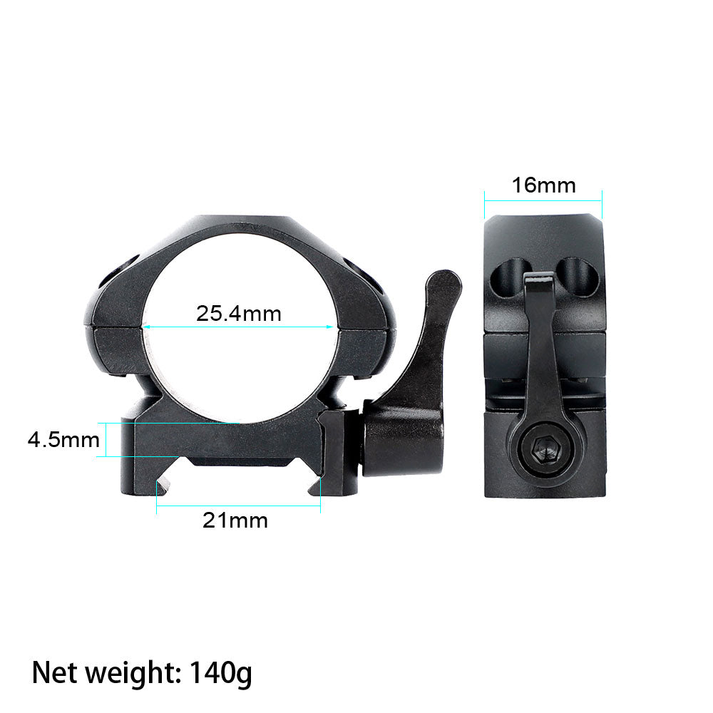 WINFREE ® Steel Quick Release 1 inch Picatinny Scope Rings Mount - Ultra Low Profile - Image 2