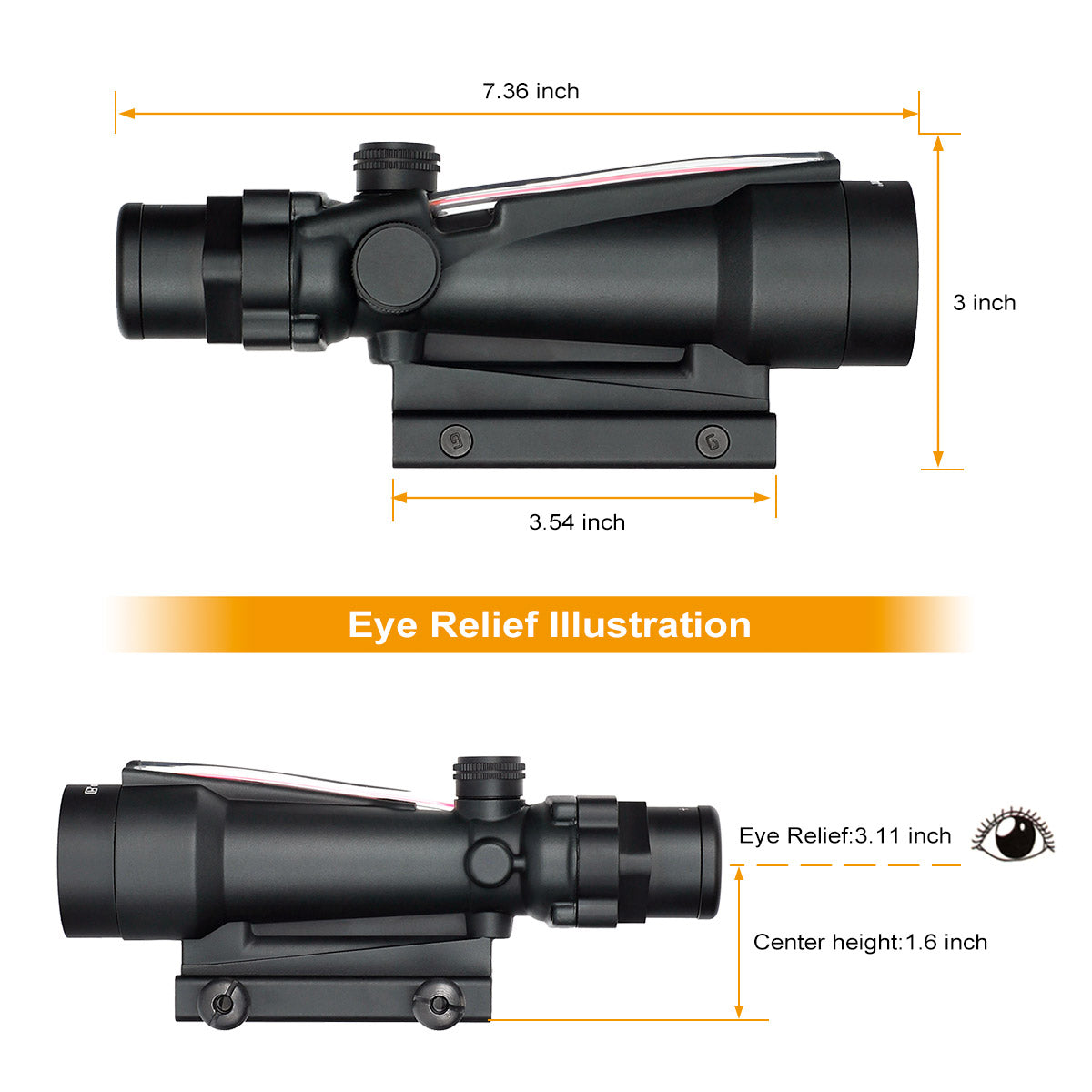 WINFREE 3.5X35 Rifle Scope Red/Green Fiber Optic Illuminated Reticle with Sunshades Diopter Adjustment - Image 12