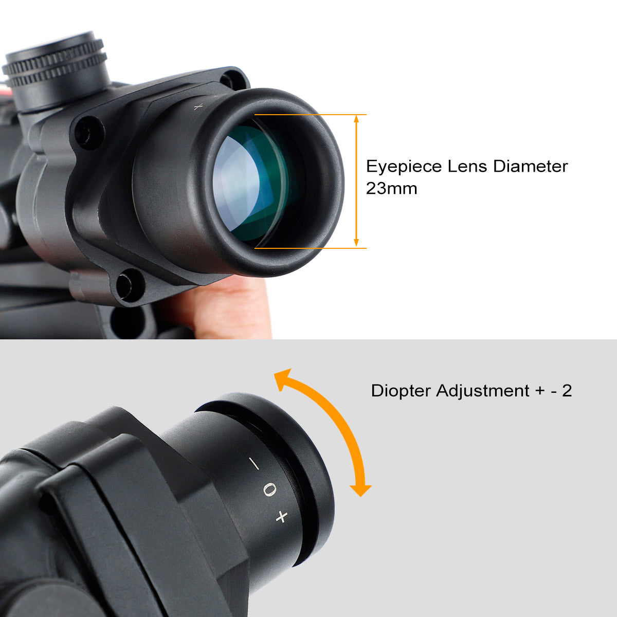 WINFREE 3.5X35 Rifle Scope Red/Green Fiber Optic Illuminated Reticle with Sunshades Diopter Adjustment - Image 7