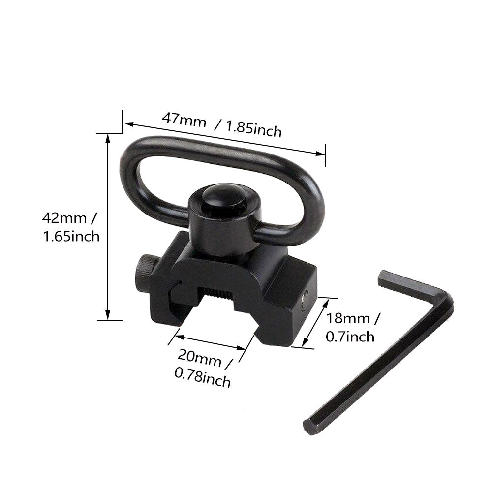 WINFREE Picatinny Rail Mounted Sling Adapter W/ Push Button QD Swivel - Image 5