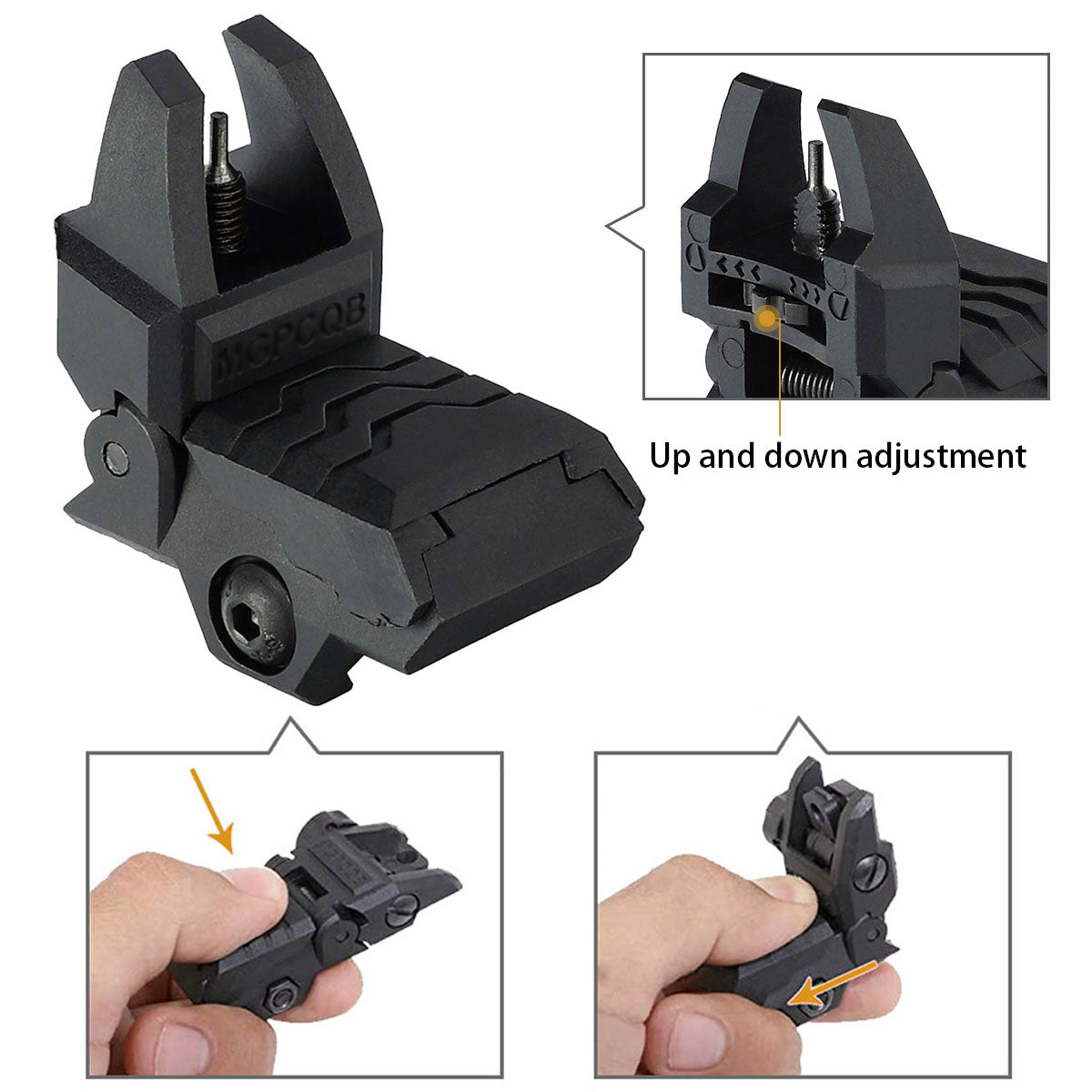 WINFREE® Polymer Flip up Sights Armor Style Front Rear Sight Set with Fiber Optic for AR15/M16 - Image 10